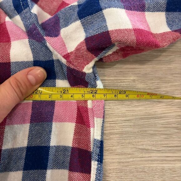 G.H.Bass and Co Regular Fit Men Blue Pink White Flanel Cotton Shirt sz L - Picture 6 of 7